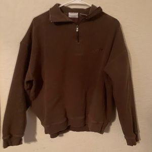 ron jon half zip brown sweater
